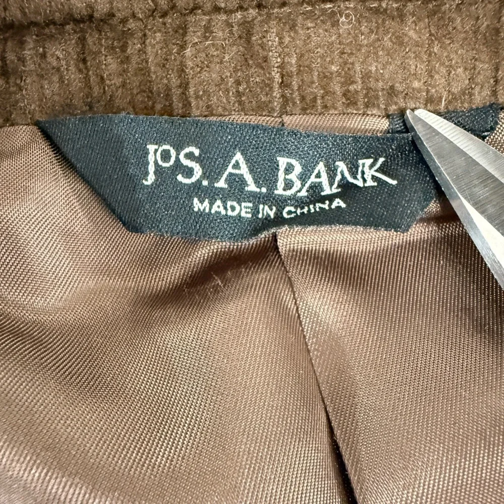 Jos A Bank Blazer Mens 43L Pre-Owned Sport Coat Brown Wool Silk Ribbed Corduroy